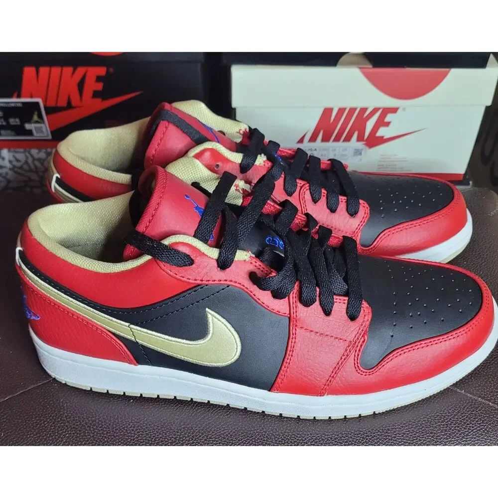 Nike Air Jordan 1 Retro Low Gym Red Gold 553558-613 Men's 9.5 New OG Box